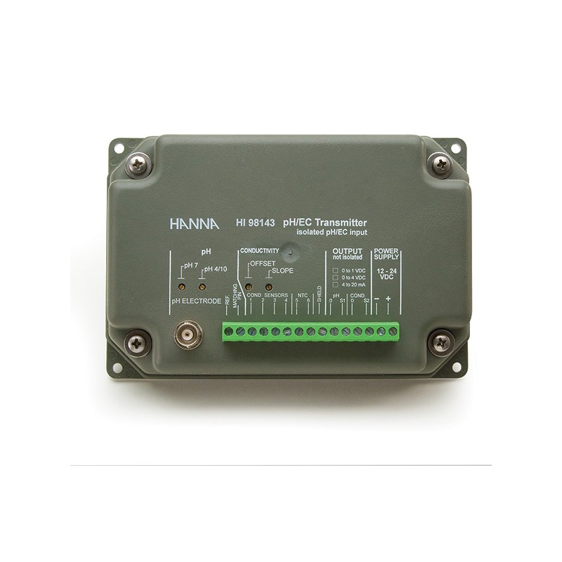 Hanna HI-98143-20 pH and EC Transmitter with Isolated Output Hanna HI-98143-20 pH and EC Transmitter with Isolated Output