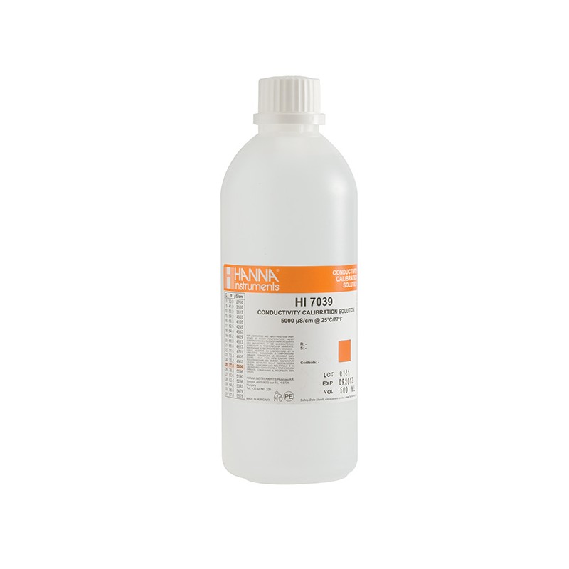 Hanna HI-7039L 5000µS/cm Conductivity Solution, 500mL bottle 