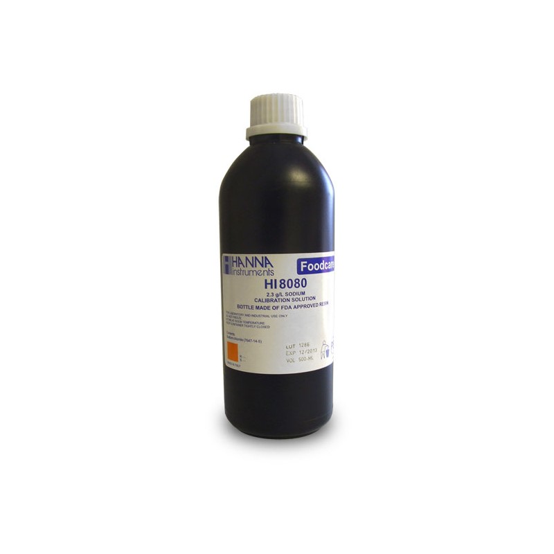 Hanna HI-8080L Sodium (Na+) ISE Standard Solution, 500mL FDA Bottle Hanna HI-8080L Sodium (Na+) ISE Standard Solution, 500mL FDA Bottle