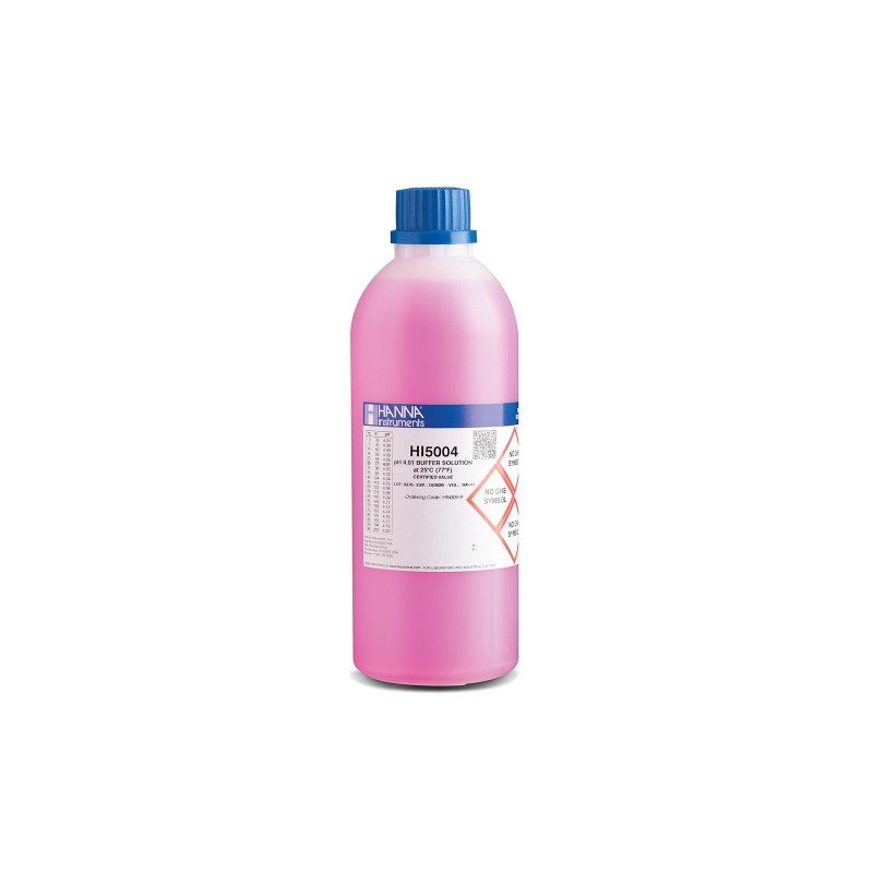 HANNA HI-5004-R pH4.01 Red Technical Buffer Solution, 500ml (colour-coded bottle) 