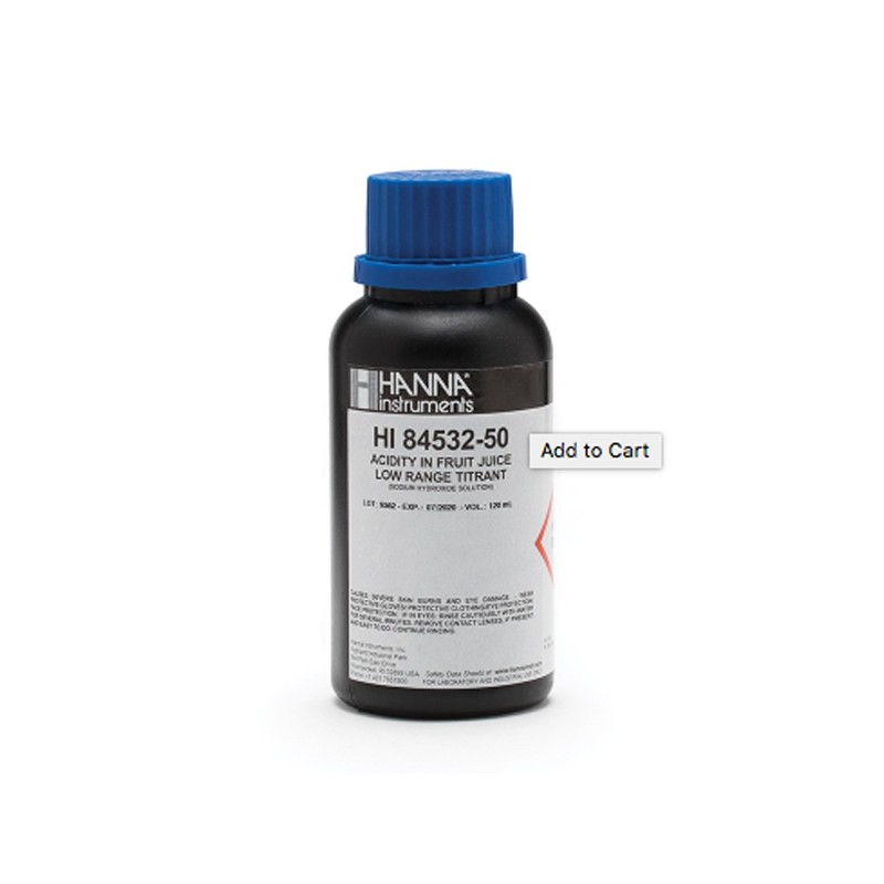 HANNA HI-84532-50 Titrant solution for low range, 120ml