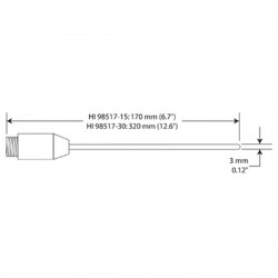 HANNA HI-98517-15 K-type thermocouple temperature probe, 170 mm