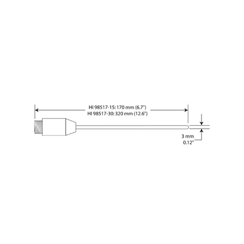 HANNA HI-98517-15 K-type thermocouple temperature probe, 170 mm HANNA HI-98517-15 K-type thermocouple temperature probe, 170 mm
