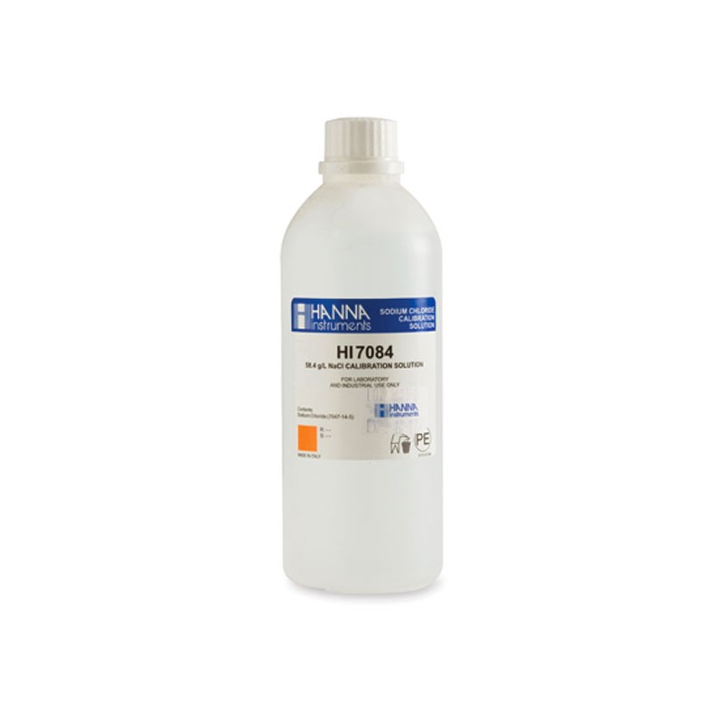 Hanna HI-7084M Standard Solution at 58.4g/L sodium chloride (NaCl), 230ml Hanna HI-7084M Standard Solution at 58.4g/L sodium chloride (NaCl), 230ml