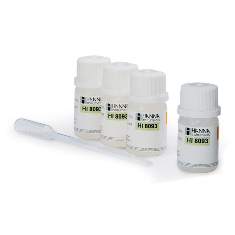 Hanna HI-8093 Electrolyte Solution, 1M KCl + AgCl 4 x 30 mL FDA bottles Hanna HI-8093 Electrolyte Solution, 1M KCl + AgCl 4 x 30 mL FDA bottles