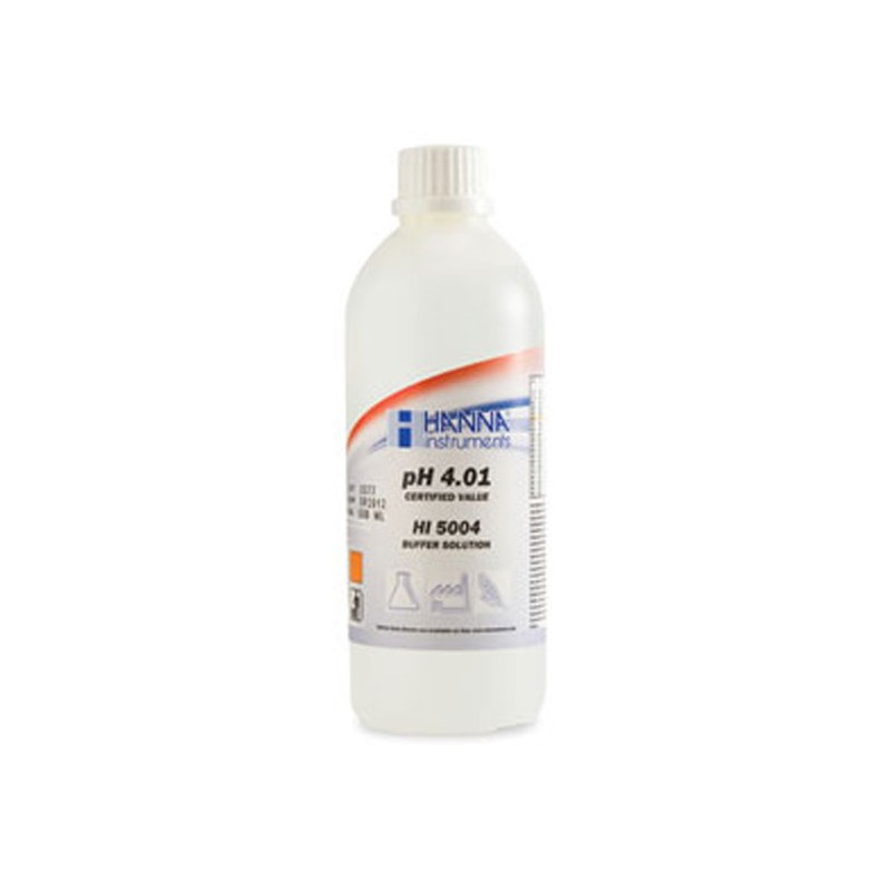 Hanna HI-5004 pH 4.01 Technical Buffer solution, 500ml +/- 0.01 pH, plus certificate