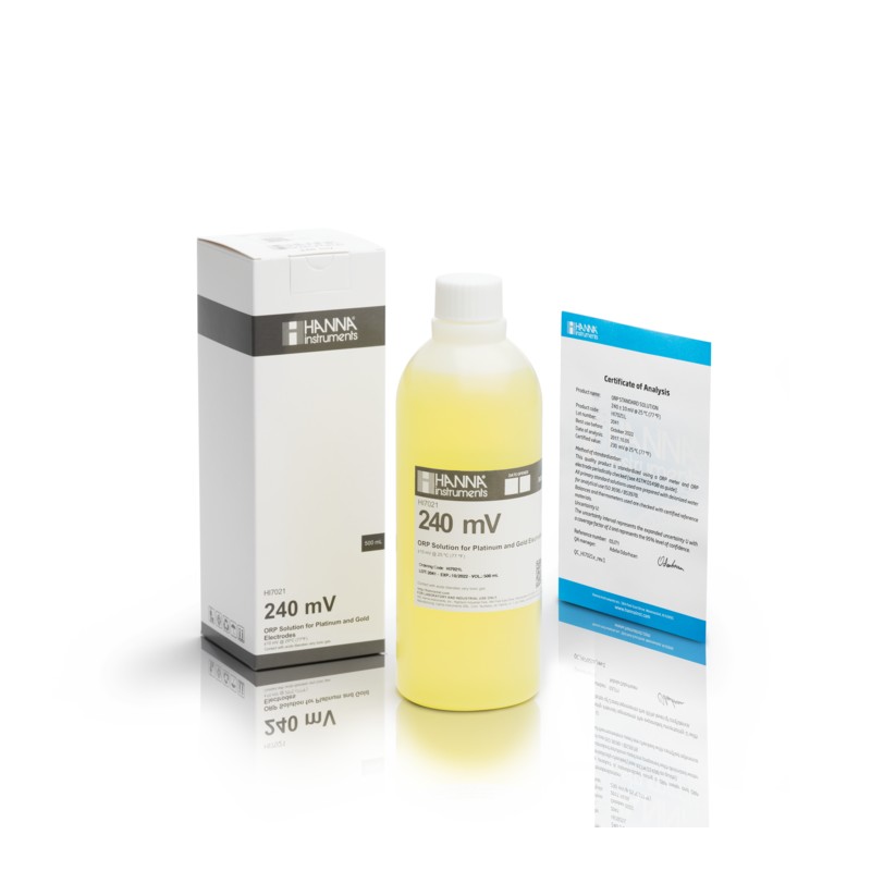 Hanna HI-7021L ORP test solution, 240mV, 500 mL bottle Hanna HI-7021L ORP test solution, 240mV, 500 mL bottle