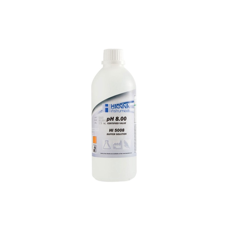HANNA HI-5008 pH 8.00 Technical Buffer solution, 500ml, +/- 0.01 pH, box & certificate HANNA HI-5008 pH 8.00 Technical Buffer solution, 500ml, +/- 0.01 pH, box & certificate