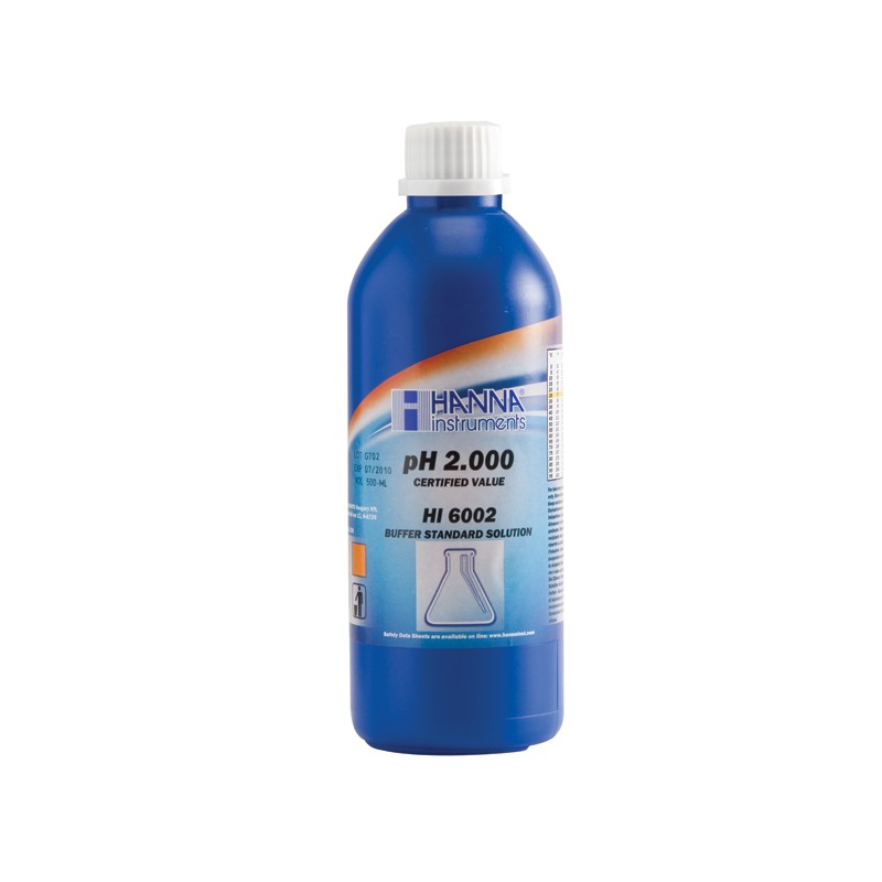 Hanna HI-6002 pH 2.000 Millesimal Buffer Solution, (1) 500 mL bottle Hanna HI-6002 pH 2.000 Millesimal Buffer Solution, (1) 500 mL bottle