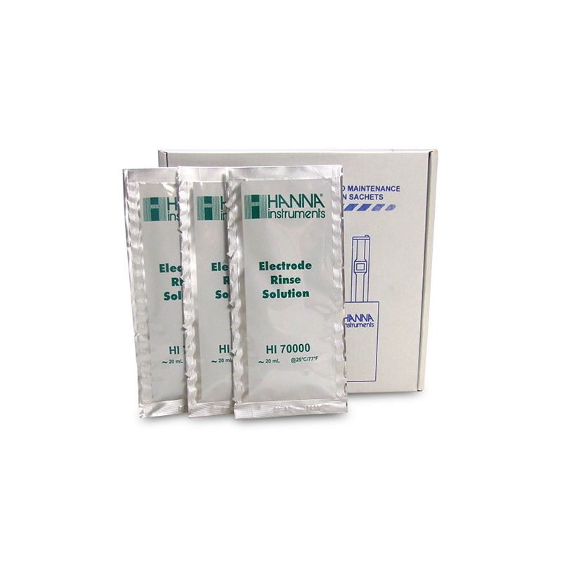 Hanna HI-70000P Electrode Rinse Solution Sachets, 25 x 20 mL sachets Hanna HI-70000P Electrode Rinse Solution Sachets, 25 x 20 mL sachets