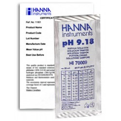 Hanna HI-70009C pH 9.18 Buffer Sachets, 25 x 20 mL sachets & certificate of analysis 