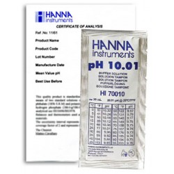 Hanna HI-70010C pH 10.01 Buffer Sachets, 25 x 20 mL sachets & certificate of analysis