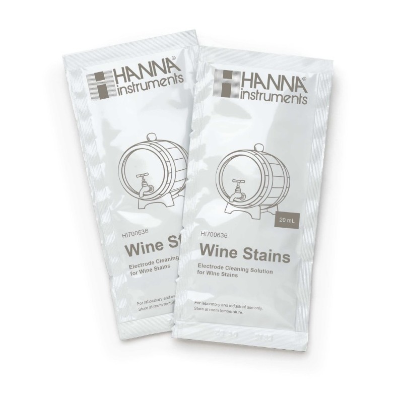 Hanna HI-700636P Electrode Cleaning Solution for Wine Stains (Winemaking), 25 x 20 mL sachets Hanna HI-700636P Electrode Cleaning Solution for Wine Stains (Winemaking), 25 x 20 mL sachets