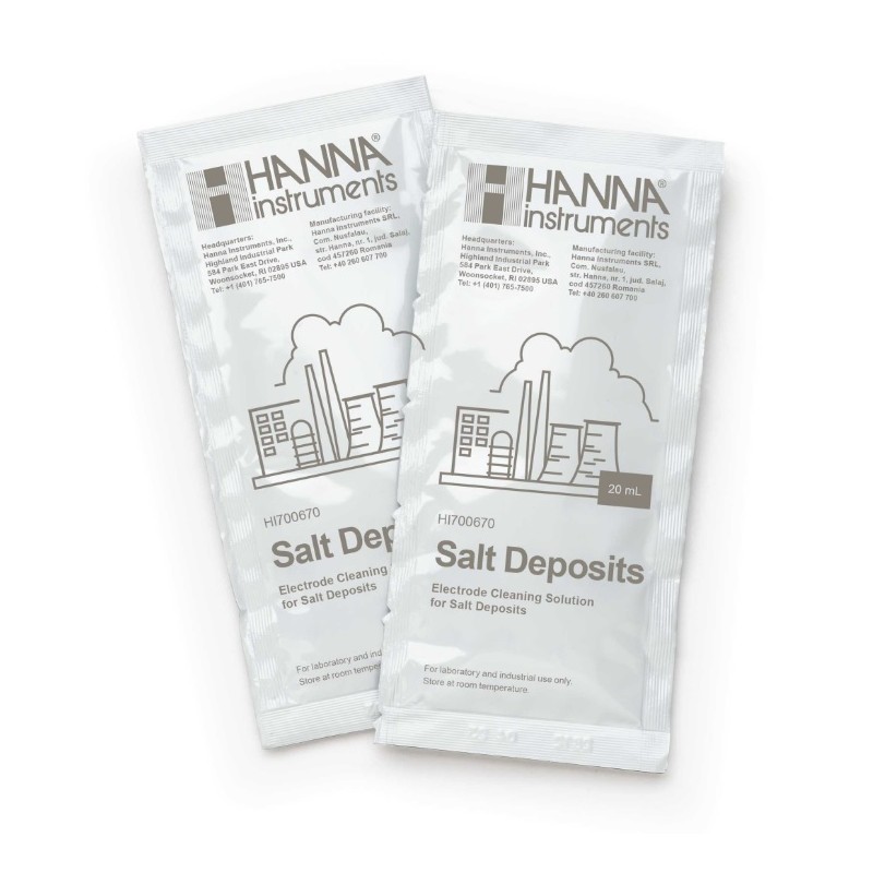 Hanna HI-700670P Cleaning Solution for Salt Deposits (Industrial Processes), 25 x 20 mL sachets Hanna HI-700670P Cleaning Solution for Salt Deposits (Industrial Processes), 25 x 20 mL sachets