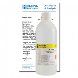 Hanna HI-7006L/C pH 6.86 Buffer Solution, 500 mL bottle & Certificate of Analysis