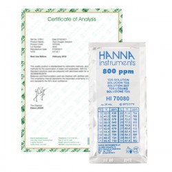 Hanna HI-70080C 800 mg/L (ppm) TDS Calibration Solution, x25 Sachets with Certificate