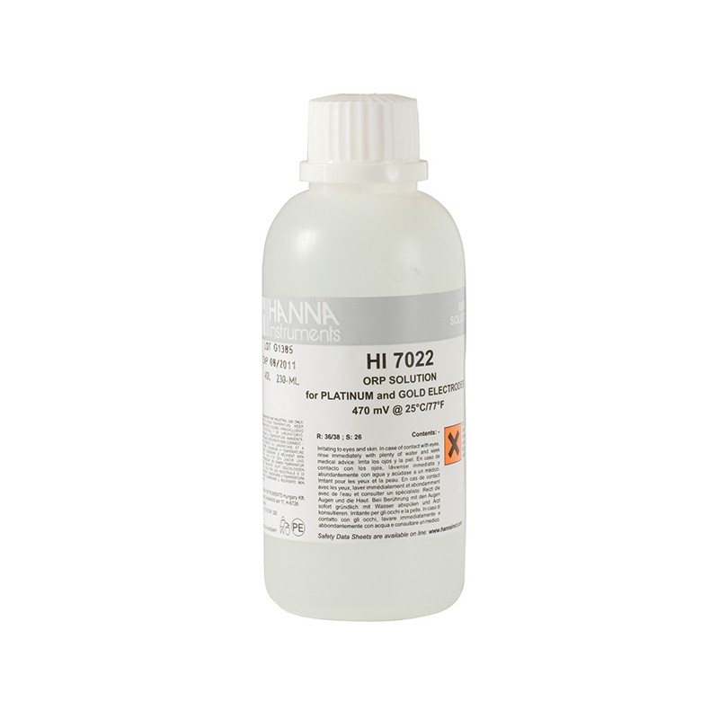 Hanna HI-7022M ORP test solution, 470mV, 230 mL bottle Hanna HI-7022M ORP test solution, 470mV, 230 mL bottle