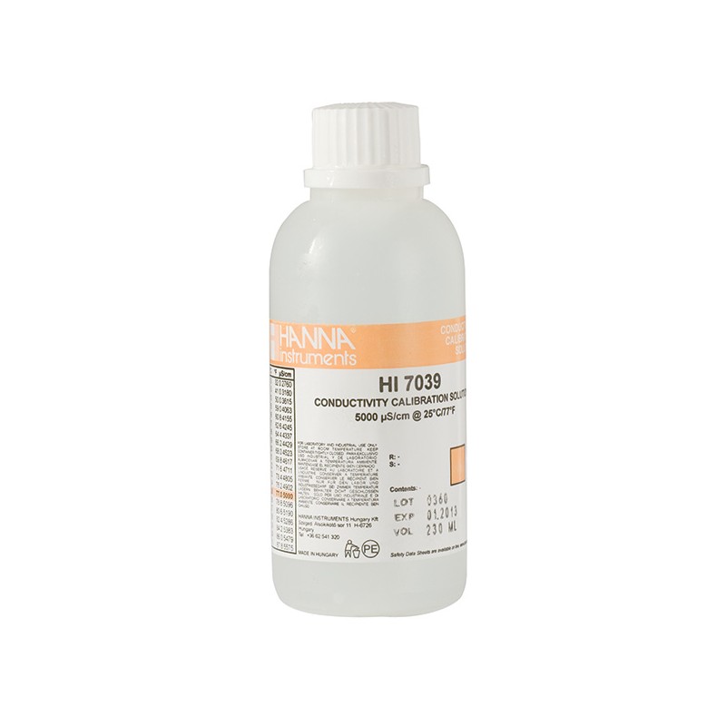 Hanna HI-7039M 5000µS/cm Conductivity Solution, 230mL bottle