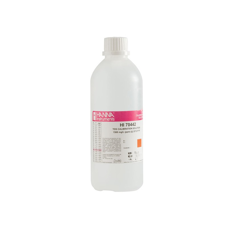 Hanna HI-70442L 1500 mg/L (ppm) TDS Calibration Solution, 500 mL bottle 