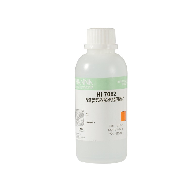 HANNA HI-7082M Electrolyte Solution for Double Junction Electrodes, 3.5M KCL 230mL HANNA HI-7082M Electrolyte Solution for Double Junction Electrodes, 3.5M KCL 230mL