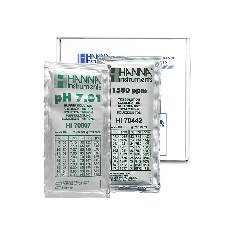 Hanna HI-77200P Combination pH/TDS Buffer Kit 1500 ppm & 7.01 pH Hanna HI-77200P Combination pH/TDS Buffer Kit 1500 ppm & 7.01 pH