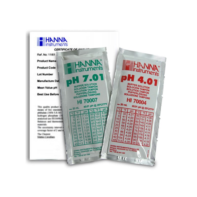 Hanna HI-77400C pH Combination Buffer Solution Kit 4.01 & 7.01 with Certificate of Analysis Hanna HI-77400C pH Combination Buffer Solution Kit 4.01 & 7.01 with Certificate of Analysis
