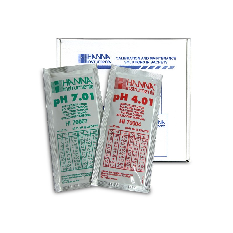 Hanna HI-77400P pH Combination Buffer Solution Kit 4.01 & 7.01 5 x 5 20ml sachets Hanna HI-77400P pH Combination Buffer Solution Kit 4.01 & 7.01 5 x 5 20ml sachets