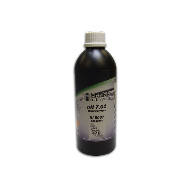 Hanna HI-8007L Foodcare pH 7.01 Buffer Solution - 500ml FDA Bottle